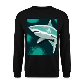 Grand Requin Blanc Vincent Van Gogh Style - Sweat-shirt Unisexe - noir - Devant - Alina (178cm) & Michal (187cm)