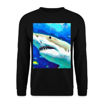 Grand Requin Blanc Vincent Van Gogh Style - Sweat-shirt Unisexe - noir - Devant - Alina (178cm) & Michal (187cm)