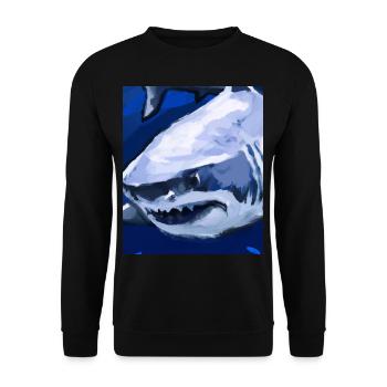 Grand Requin Blanc Vincent Van Gogh Style - Sweat-shirt Unisexe - noir - Devant - Alina (178cm) & Michal (187cm)