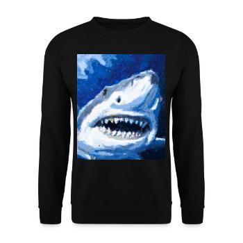 Grand Requin Blanc Vincent Van Gogh Style - Sweat-shirt Unisexe - noir - Devant - Alina (178cm) & Michal (187cm)