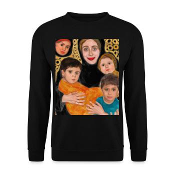 Gustav Klimt Style Portrait of a Mom with Four - Unisex Sweatshirt - black - Front - Alina (178cm) & Michal (187cm)