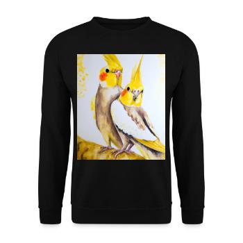 Cockatiel Couple Gustav Klimt Style - Unisex Sweatshirt - black - Front - Alina (178cm) & Michal (187cm)