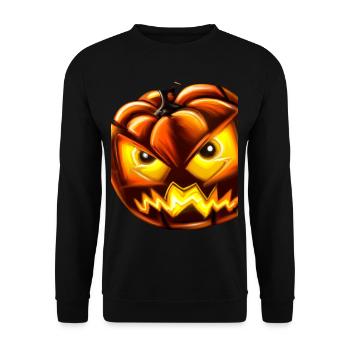 Citrouille d’Halloween aux yeux de feu - Sweat-shirt Unisexe - noir - Devant - Alina (178cm) & Michal (187cm)