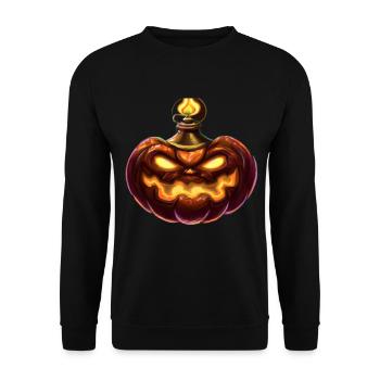 Halloween pumpkin with fiery eyes - Unisex Sweatshirt - black - Front - Alina (178cm) & Michal (187cm)
