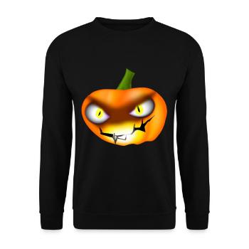 Halloween pumpkin with fiery eyes - Unisex Sweatshirt - black - Front - Alina (178cm) & Michal (187cm)