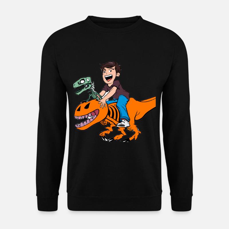 Halloween Dino Boy Riding Dinosaurs - Unisex Sweatshirt - black