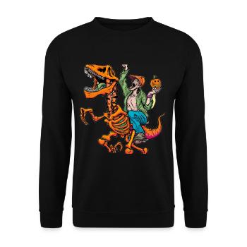 Halloween Dino Ghoul chevauchant des dinosaures - Sweat-shirt Unisexe - noir - Devant - Alina (178cm) & Michal (187cm)