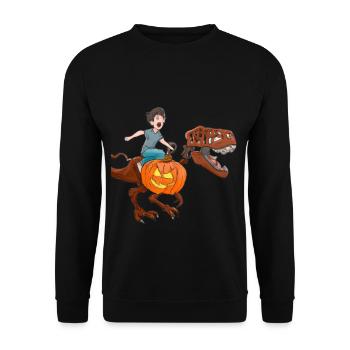 Halloween Dino Boy chevauchant des dinosaures - Sweat-shirt Unisexe - noir - Devant - Alina (178cm) & Michal (187cm)