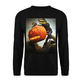 Halloween Dino Lézard à la citrouille - Sweat-shirt Unisexe - noir - Devant - Alina (178cm) & Michal (187cm)