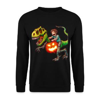 Halloween Dino Ghoul chevauchant des dinosaures - Sweat-shirt Unisexe - noir - Devant - Alina (178cm) & Michal (187cm)