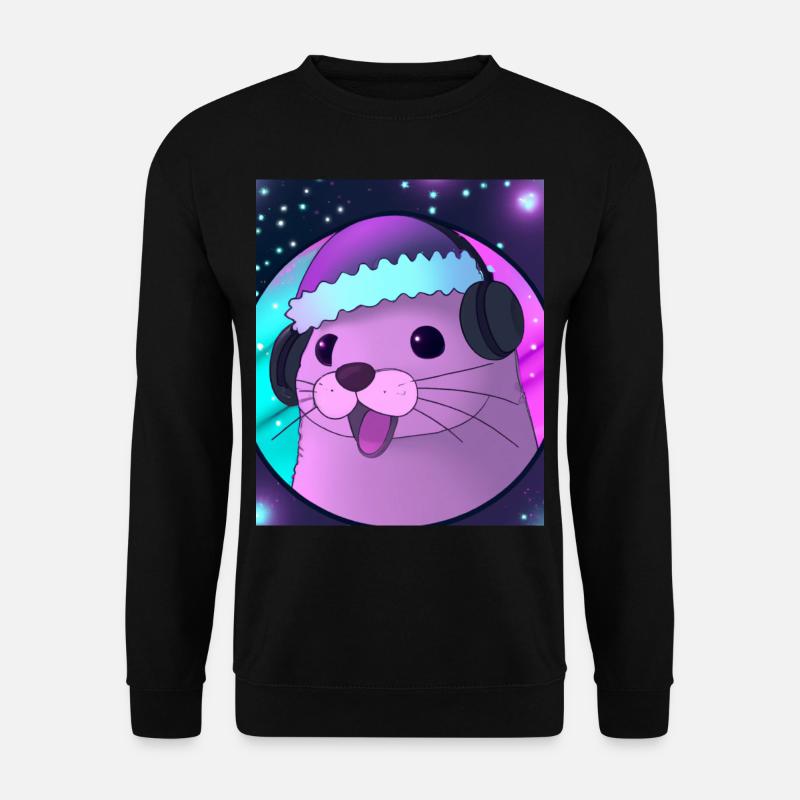 Otter Mit Weihnachtsmütze - Unisex Pullover - Schwarz