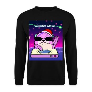 Otter Christmas DJ Otter with Christmas hat - Unisex Sweatshirt - black - Front - Alina (178cm) & Michal (187cm)