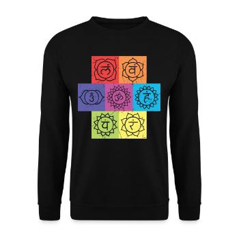 Vintage Chakra Signs Yoga Namaste - Unisex Sweatshirt - black - Front - Alina (178cm) & Michal (187cm)