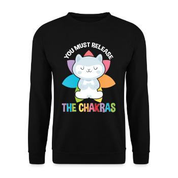 You Must Release The Chakras - Unisex Sweatshirt - black - Front - Alina (178cm) & Michal (187cm)