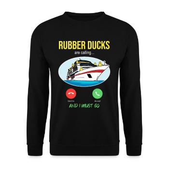 Les canards en caoutchouc appellent les navires de chasse aux canards de croisière mer - Sweat-shirt Unisexe - noir - Devant - Alina (178cm) & Michal (187cm)