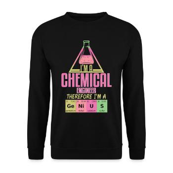 Im A Chemical Engineer Therefore Genius - Unisex Sweatshirt - black - Front - Alina (178cm) & Michal (187cm)