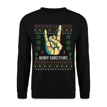 Heavy Metal Ugly Christmas sweater made of meta - Unisex Sweatshirt - black - Front - Alina (178cm) & Michal (187cm)