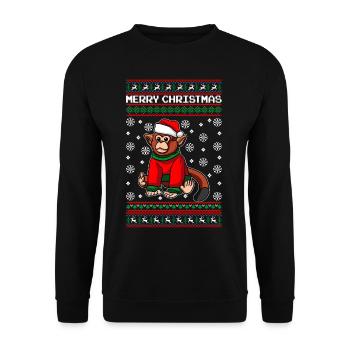 Monkey with sweater Ugly Christmas - Unisex Sweatshirt - black - Front - Alina (178cm) & Michal (187cm)