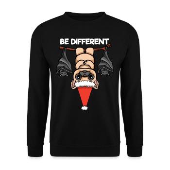 Soyez différent Pug Bat Père Noël - Sweat-shirt Unisexe - noir - Devant - Alina (178cm) & Michal (187cm)