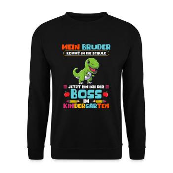 Mon frère vient à l’école Maintenant je suis patron - Sweat-shirt Unisexe - noir - Devant - Alina (178cm) & Michal (187cm)
