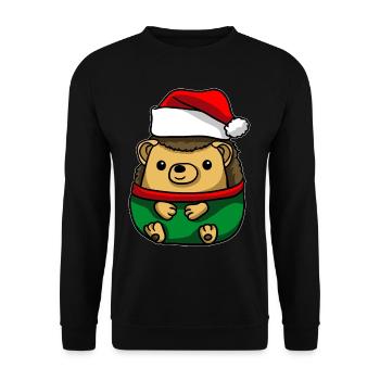 Hérisson avec chapeau de Noël Costume de Noël - Sweat-shirt Unisexe - noir - Devant - Alina (178cm) & Michal (187cm)
