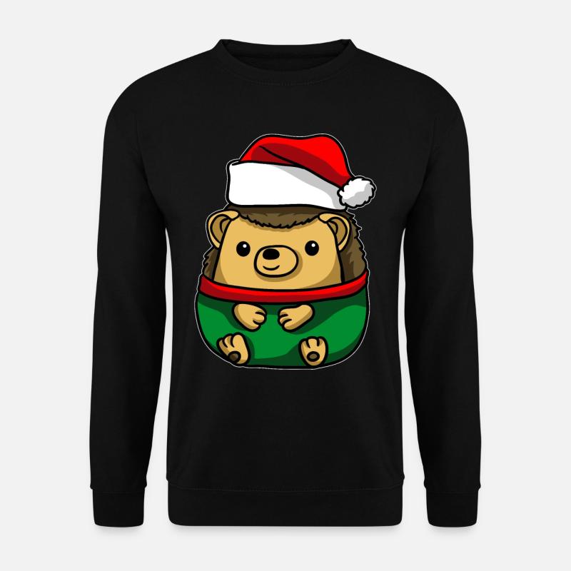 Igel mit Weihnachtsmütze Weihnachtskostüm - Unisex Pullover - Schwarz