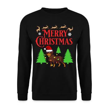 Rottweiler Hund Welpen Besitzer Halter Weihnachten - Unisex Pullover - Schwarz - Vorne - Alina (178cm) & Michal (187cm)