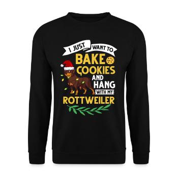 Rottweiler Hund Welpen Besitzer Halter Weihnachten - Unisex Pullover - Schwarz - Vorne - Alina (178cm) & Michal (187cm)