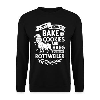 Rottweiler Hund Welpen Besitzer Halter Weihnachten - Unisex Pullover - Schwarz - Vorne - Alina (178cm) & Michal (187cm)