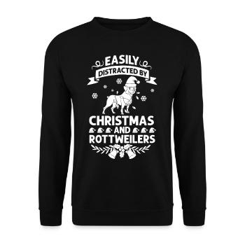 Rottweiler Hund Welpen Besitzer Halter Weihnachten - Unisex Pullover - Schwarz - Vorne - Alina (178cm) & Michal (187cm)