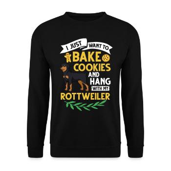 Rottweiler Hund Welpen Besitzer Halter Weihnachten - Unisex Pullover - Schwarz - Vorne - Alina (178cm) & Michal (187cm)
