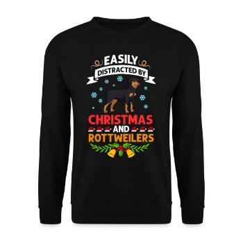 Rottweiler Hund Welpen Besitzer Halter Weihnachten - Unisex Pullover - Schwarz - Vorne - Alina (178cm) & Michal (187cm)