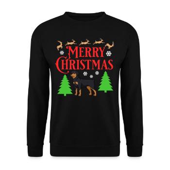 Rottweiler Hund Welpen Besitzer Halter Weihnachten - Unisex Pullover - Schwarz - Vorne - Alina (178cm) & Michal (187cm)