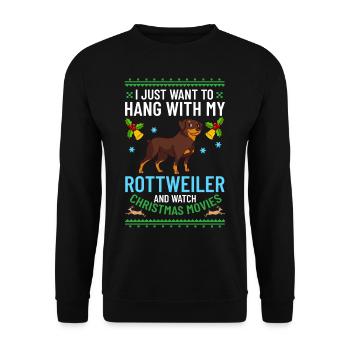 Rottweiler Hund Welpen Besitzer Halter Weihnachten - Unisex Pullover - Schwarz - Vorne - Alina (178cm) & Michal (187cm)
