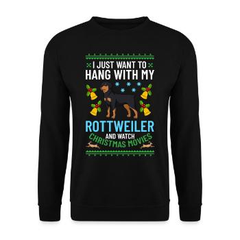 Rottweiler Chien Chiot Propriétaire Propriétaire Noël - Sweat-shirt Unisexe - noir - Devant - Alina (178cm) & Michal (187cm)