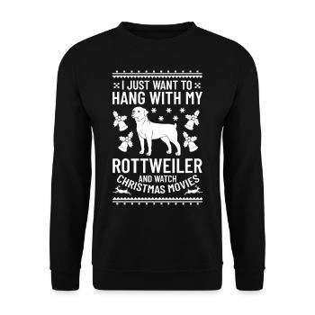 Rottweiler Hund Welpen Besitzer Halter Weihnachten - Unisex Pullover - Schwarz - Vorne - Alina (178cm) & Michal (187cm)