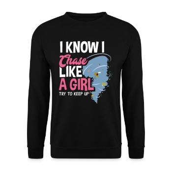 Girl Storm Chaser Tornado Hunter - Unisex Sweatshirt - black - Front - Alina (178cm) & Michal (187cm)