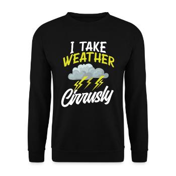 Wetter Zirrus Wolken Wortspiel Wettermann - Unisex Pullover - Schwarz - Vorne - Alina (178cm) & Michal (187cm)