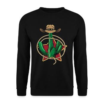 Western Cactus - Unisex Sweatshirt - black - Front - Alina (178cm) & Michal (187cm)