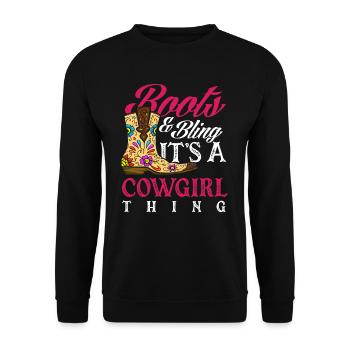 Boots Western Girls Riding - Unisex Sweatshirt - black - Front - Alina (178cm) & Michal (187cm)