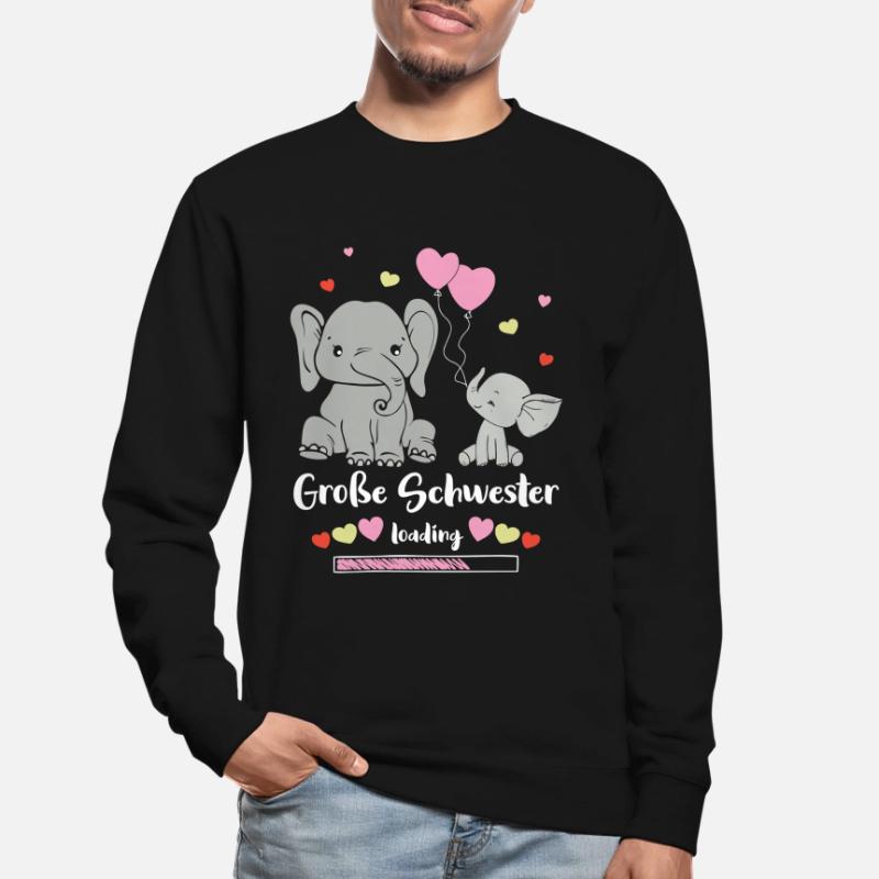 Große Schwester Loading Elefant Unisex Pullover