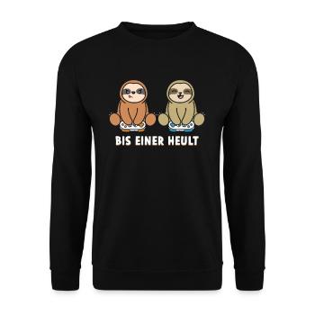 Bis Einer Heult Gamer Faultier - Unisex Pullover - Schwarz - Vorne - Alina (178cm) & Michal (187cm)