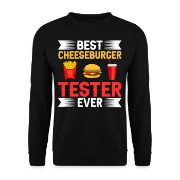 Cheeseburger Käse Sandwich Hamburger - Unisex Pullover - Schwarz - Vorne - Alina (178cm) & Michal (187cm)