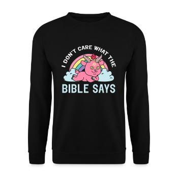 I Don't Care What The Bible Says Kawaii Satan - Unisex Sweatshirt - black - Front - Alina (178cm) & Michal (187cm)
