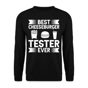 Cheeseburger Käse Sandwich Hamburger - Unisex Pullover - Schwarz - Vorne - Alina (178cm) & Michal (187cm)