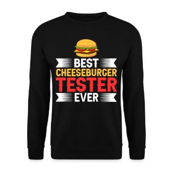 Cheeseburger Käse Sandwich Hamburger - Unisex Pullover - Schwarz - Vorne - Alina (178cm) & Michal (187cm)