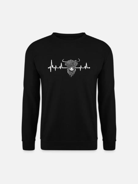 Herzschlag Langhaar Bison Büffel - Unisex Pullover - Schwarz