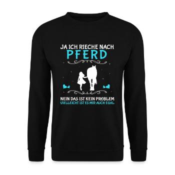 Ja Ich Rieche Nach Pferd Kein Problem - Unisex Pullover - Schwarz - Vorne - Alina (178cm) & Michal (187cm)