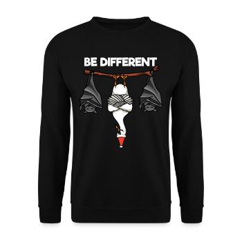 Be Different Schwan Fledermaus Weihnachtsmann - Unisex Pullover - Schwarz - Vorne - Alina (178cm) & Michal (187cm)