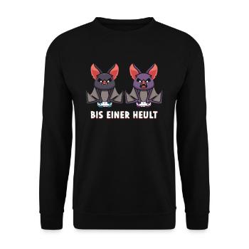 Bis Einer Heult Gamer Fledermaus - Unisex Pullover - Schwarz - Vorne - Alina (178cm) & Michal (187cm)